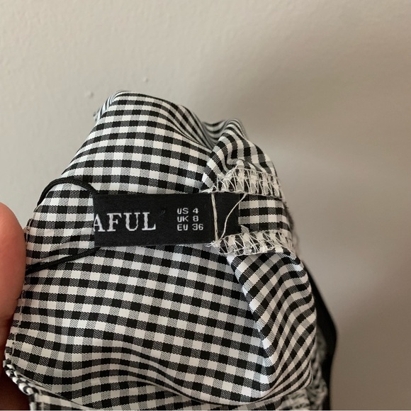 Zaful Gingham Plaid Check Black & White Mini Dress Ruffle Hem Coquette Girl US 4 - Picture 8 of 12